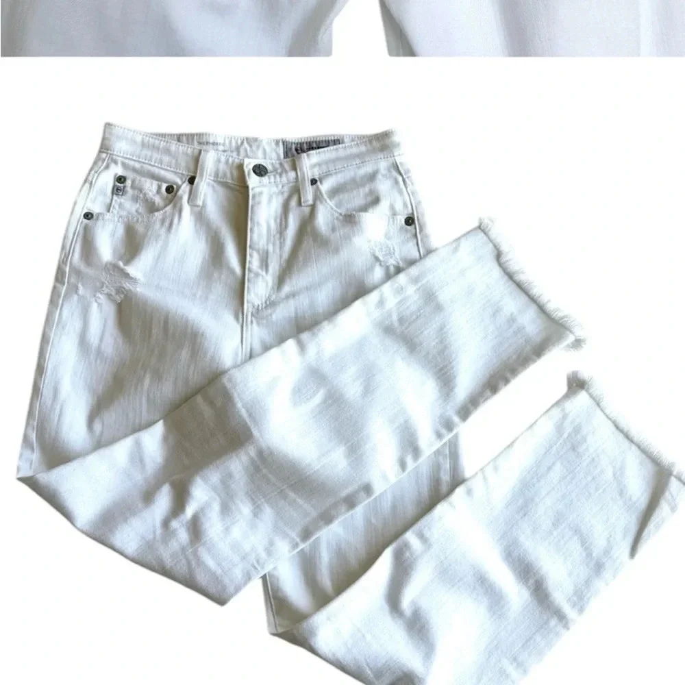 AG the Phoebe white raw hem jeans in excellent like-new condition size 25